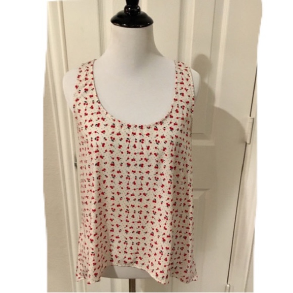 My Story Cherry Print Tank  Blouse Size Medium
